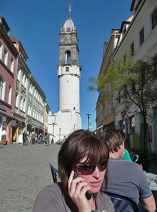 Der Reichenturm, der schiefe Turm von Bautzen. Fotografie von Lothar Seifert