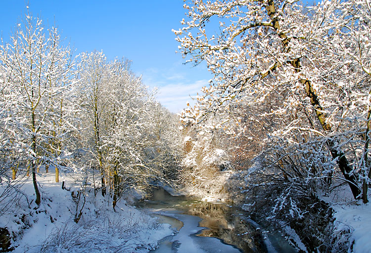 Das Spreetal bei Bautzen, Grubschütz im Winter. Fotografie von Lothar Seifert